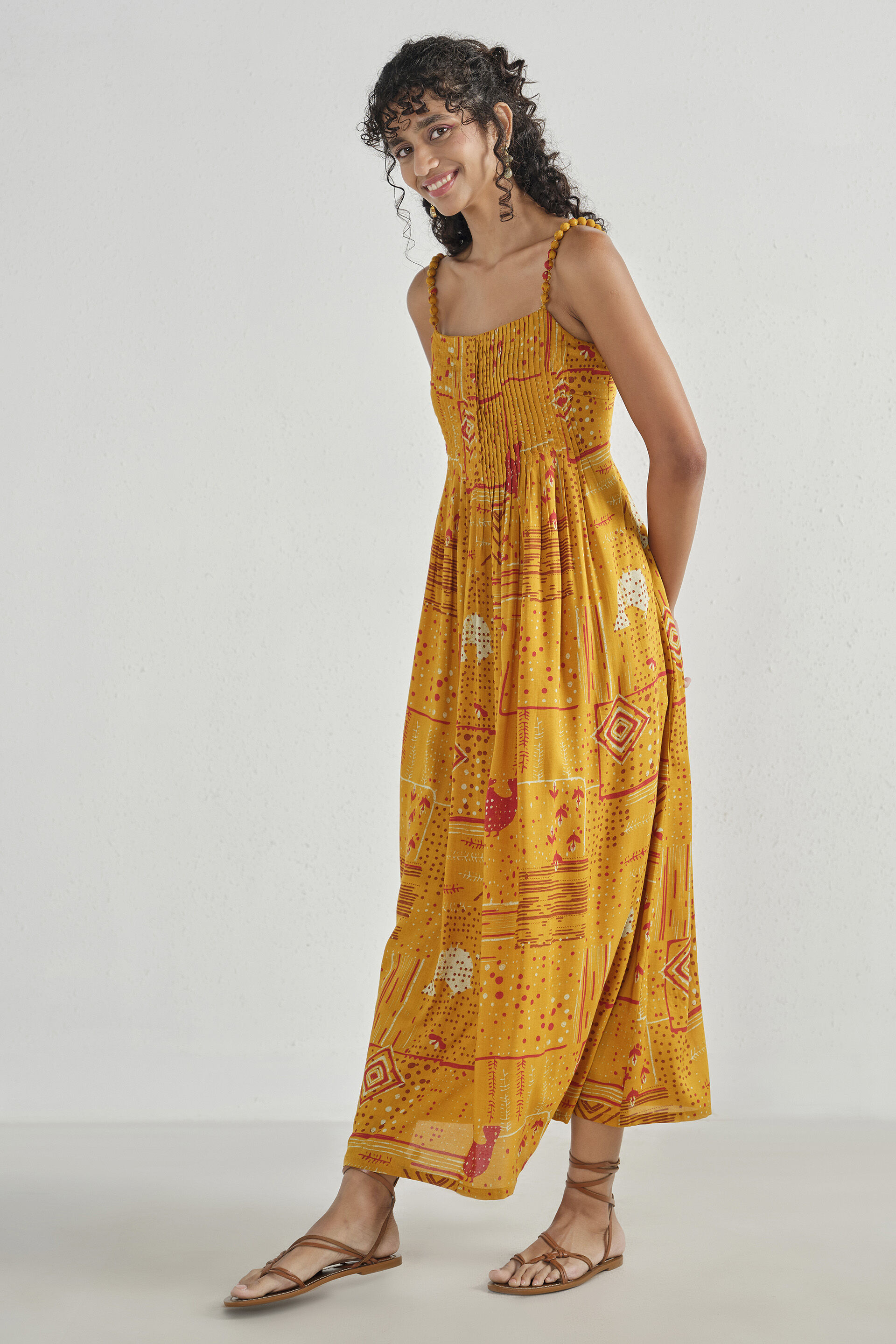 Mustard Meadow Modal Dress, Mustard, image 4